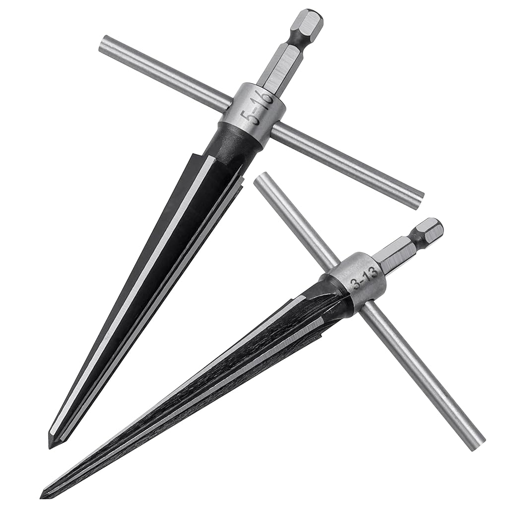 Serplex 2Pcs Hand Reamers 3-13mm/5-16mm T Handle Tapered Reamers 2 in 1 Manual Detachable Cross Bar Handle Design Universal 1/4 Serplex 2Pcs Hand Reamers 3-13mm/5-16mm T Handle Tapered Reamers 2 in 1 Manual Detachable Cross Bar Handle Design Universal 1/4
